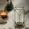 Gold Geometric Iron Candle Holder 10 Inch Glass Insert Pillar Candle Stand